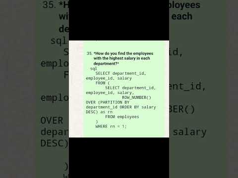 highest salary in each dept#sqlinterview #sql #sqltips #sqlforbeginners