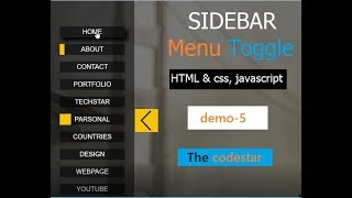 Sidebar menu toggle (html, css, javascript )