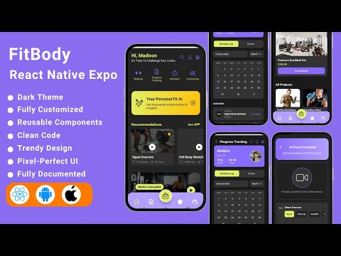 FitBody App - Fitness | Gym | Fitness | AI | UI Kit - Expo, React Native
