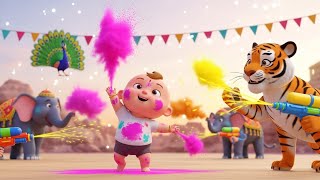 Baby’s Holi Color Ride 🎨👶🌈 | Learn Colors for Kids | Fun Festival Learning Video