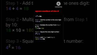 square numbers of 11to 19#mathtricksforfastcalculations  #shorts #viralshorts