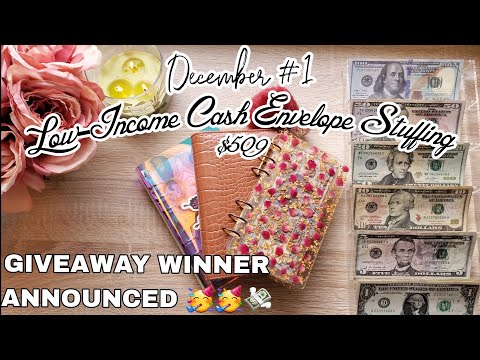 $509 | 1st Cash Envelope Stuffing of December! ❤️ | GIVEAWAY WINNER ANNOUNCED!!! 🥳💸❤️‍🔥