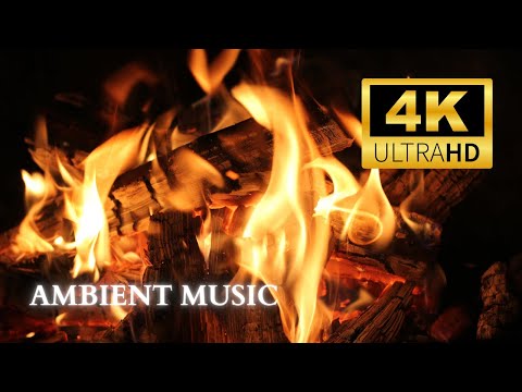 8 Hours of Soothing Ambient Music - 4K Relaxing Fireplace for Stress Relief