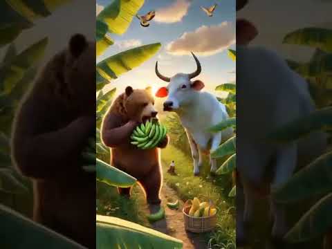 Beautiful story of a cow 🐄 and a bear 🐻 #youtubeshorts #ai #shorts #viralshort #animals #ytshorts