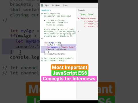 (Q-31) Most important JavaScript ES6 concepts for interviews #interview #javascript #frontend #es6