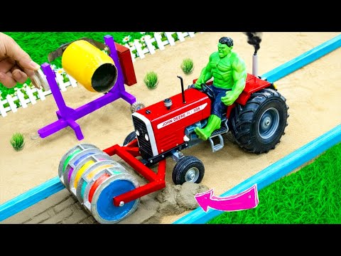Diy tractor making asphalt road and Long Slide new technology | diy mini construction machine