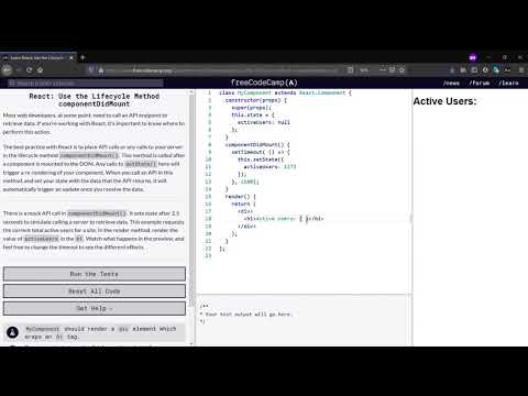 Learn React  Use the Lifecycle Method componentDidMount-freeCodeCamp.org(Day-12)