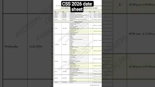 CSS update CSS 2026 CSS date sheet#css2026 #css #exam #cssexams
