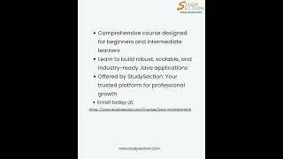 Java Programming Certification Course | Learn Online with StudySection