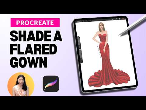 How I Shade an Evening Gown with Flared Skirt Train | Procreate Fashion Illustration Tutorial