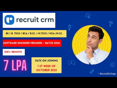 Recruit CRM Hiring 2024 Batch Off Campus |  7 Lakhs Salary Package Work From Home Job for Freshers