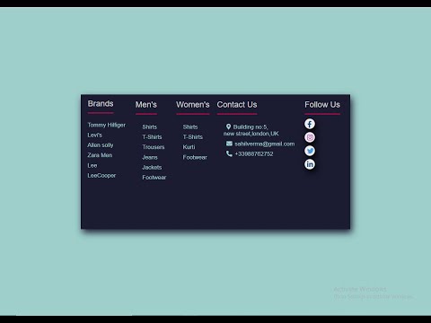 footer using HTML and CSS | footer in HTML and CSS | footer design in HTML & CSS| responsive footer