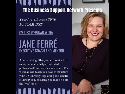 CV Webinar with Jane Ferré!