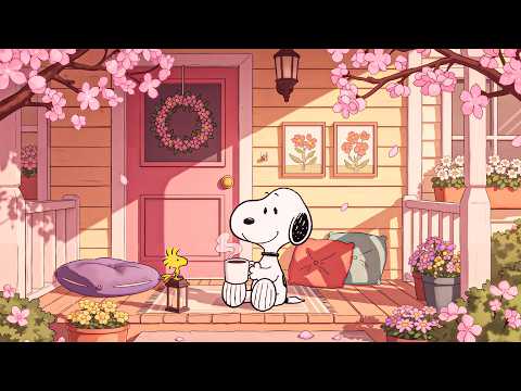 Cozy Snoopy Japanese Spring Morning ☕🌸 | Soft Lofi Beats for Study, Chill & Relaxing Coffee Time
