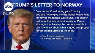 Trump links Greenland push to Nobel Peace Prize snub