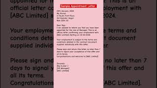 Appointment Letter | Format for Write ✍️ Appointment Letter in English #appointmentsetters