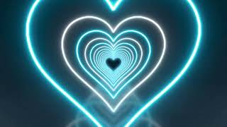 Neon Lights Love Heart Tunnel Background Video Loop 💙 Romantic Light Blue Heart [2 Hours] 4k 60fps