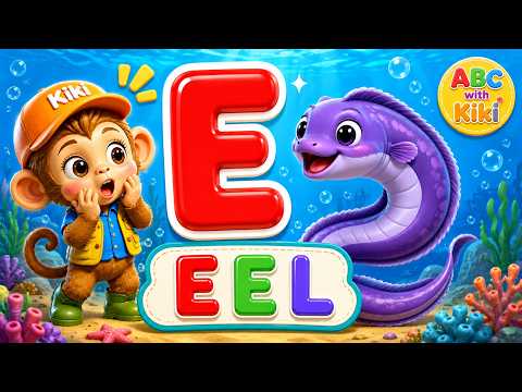 E for Eel! 🐍✨ Funny ABC Animal Facts for Kids | Learn the Alphabet with Kiki 🐒