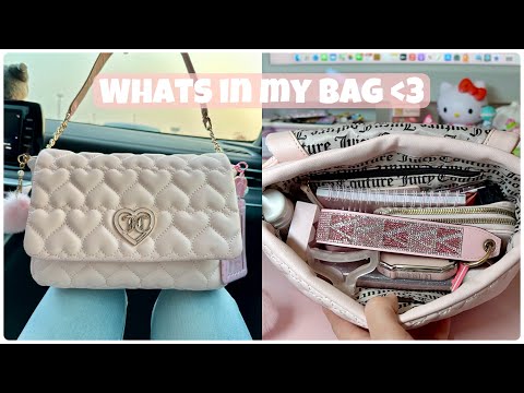 what's in my bag ♡ Juicy Couture Flawless Flap Shoulder bag  - Heart Quilted Powder 💖