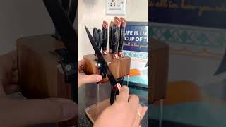 Upgrade your kitchen with this sleek black knife set from HomeEssentials #homeessentials