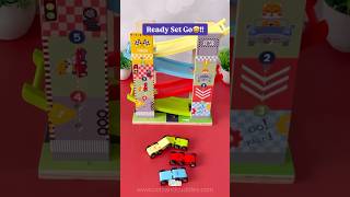 Speedy Slide Cars 🚗 #cartracktoy #learningmadefun #slidecars #woodentoys #cotsandcuddles #shorts