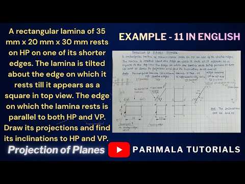 Projection of Planes_ Rectangular Lamina_ Shorter Edge Resting on HP_ Example 11_Engineering Drawing