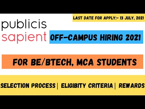 Publicis Sapient Off Campus Drive 2021 Batches - Publicis Sapient Selection Process 2021