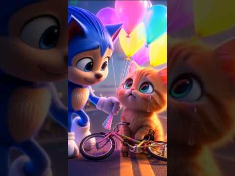 The Magic Balloon Day🎈🌈 A Super Cute Balloon Adventure With Sonic ❤️ #shorts #cat#kitten #kitty