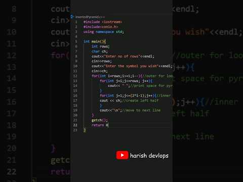 Inverted Pyramid pattern using c++ 🔥  #coding #cpp #pattern #patternprogram  @Codingknowledge-yt