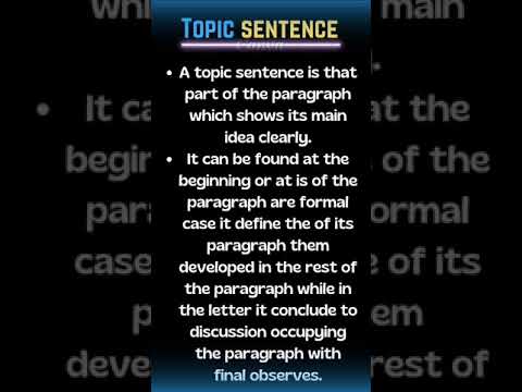 Topic Sentence || #shorts #ytshorts