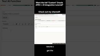 Want the full "Custom" Oracle APEX+AI integration tutorial? Check out my channel🎥#oracleapex #apexai