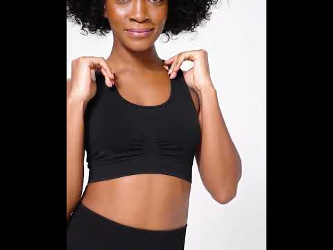 Women's Light Support Sports Bra with Cross-Over Straps in Black.mp4