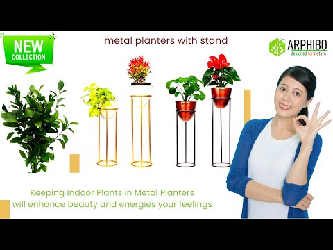 Premium Metal Planter with Stand Set of 2 for Indoor Gardening.   #homedecor #indoorplants #planters