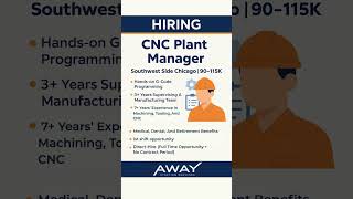 Got experience in Supervision? What about CNC? Looking to be a Plant Manager? Call us today!