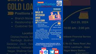 Job vacancies of Fed Bank in Delhi and nearby|| Hiring Shorts #shorts