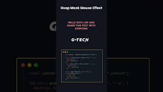 Gsap mask mouse effect in html #WebDevelopment #programming #CodingLife #WebDesign #FrontEnd #css