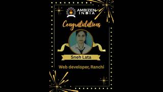 Sneh Lata From Ranchi Jharkhand Congratulations | Software Development Course Call Now +919007144778
