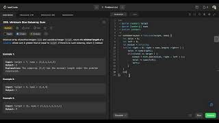 Leetcode  209. Minimum Size Subarray Sum Solution Explained | JS