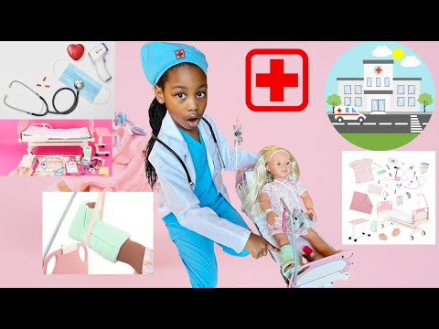 Kids Doctor Pretend Play Sick Hospital Bed Baby Doll 