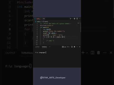 💻Learn C :Print the table Program in |C|#clanguage #program #coding #shorts #trending