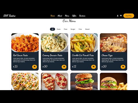 Create an Impressive Responsive Animated Menu Card | Restaurant Web Template Design | Part 3