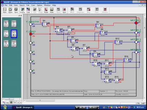 ARRANQUE Y PARO DE 4 MOTORES SECUENCIALMETE EN QUICK II - ARRAY (OPCION I)