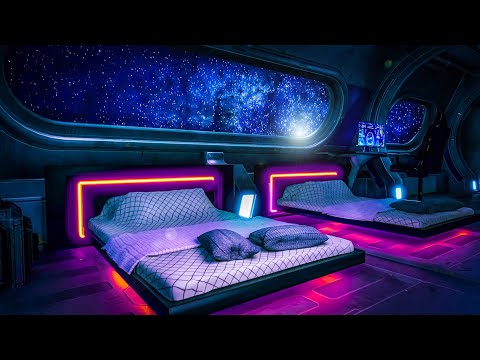 Dark Starship Sleeping Quarters ✨ White Noise Sleep Sounds with Deep Bass 🎧 10 Hours