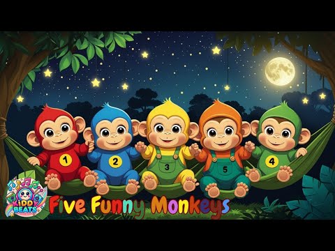 5 Little Monkeys Make Learning Numbers Fun | count and dance-Number song | Kiddy Beats.🎶Kids Rhymes