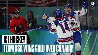 U.S. wins men's hockey gold in dramatic OT game vs. Canada