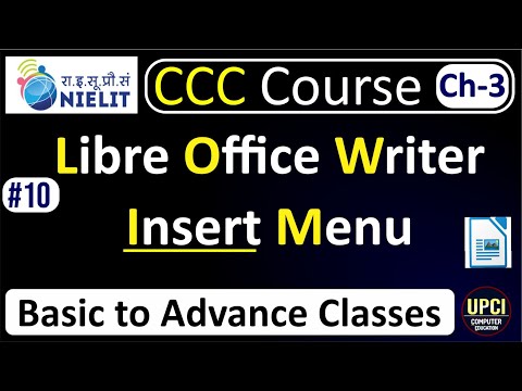 #libreofficewriter  Writer, Insert Menu| Chapter 3 in Hindi | Lecture-10| @upcicomputereducation
