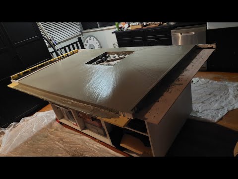 Kitchen renovation DIY concrete island benchtop