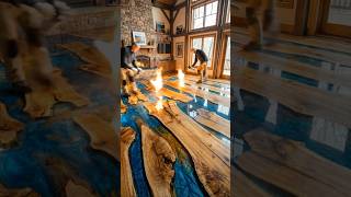 Wonderful epoxy floor made of slabs and epoxy resin