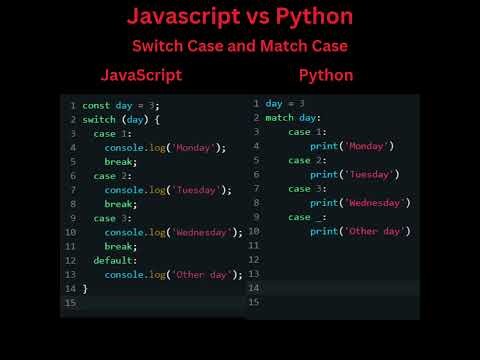 Switch case and Match case in JavaScript and Python.#javascript#python#coding#programming#shorts