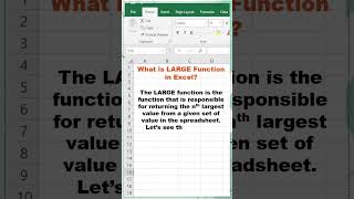 Day 57/100 | LARGE Function in Excel | Excel Function | #shorts #youtubeshorts #excelfunctions